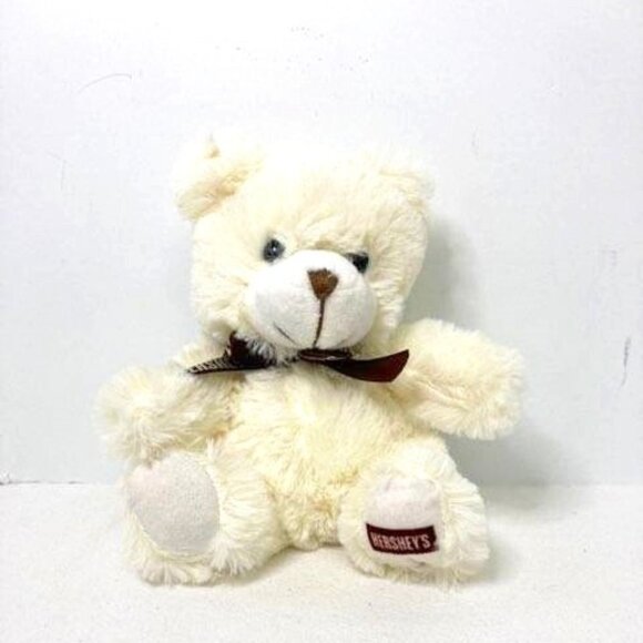 Galerie Hershey's Ivory White Teddy Bear Stuffed Toy Plush Chocolate Brown Bow - Picture 1 of 7